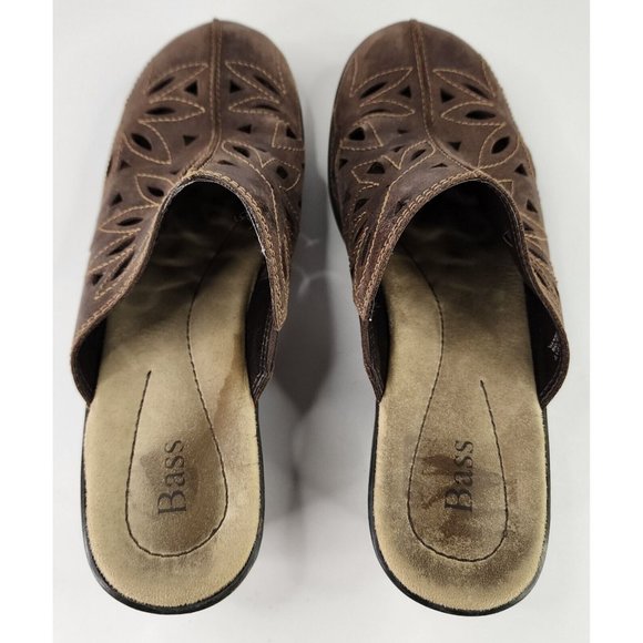 Bass Shoes Womens 8.5M Brown Distressed Brenda Classic Open Cut Clog Slip on - Picture 2 of 10